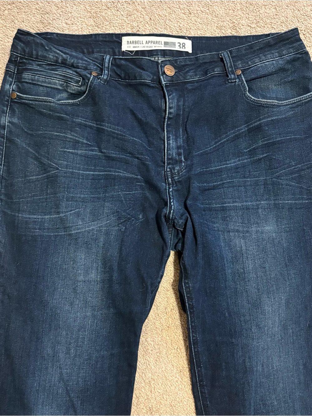 Barbell Apparel Athletic Stretch Men's Dark Wash Jeans Size 38